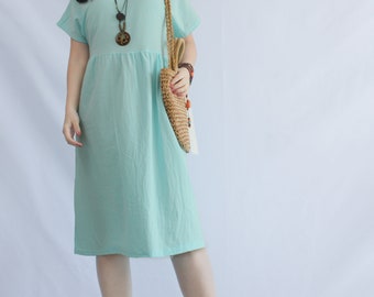 PLUS SIZE fashion retro short sleeve thin dress