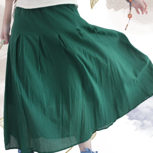 Women Summer Plus Size Double Layer High Waisted Plain Long Skirts Custom Streetwear Cotton And Linen  Large SwingMaxi Skirt
