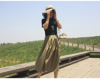 Summer Women Plus Size Long Skirt .High Waisted Plain Custom Streetwear Cotton And Linen Maxi Skirt