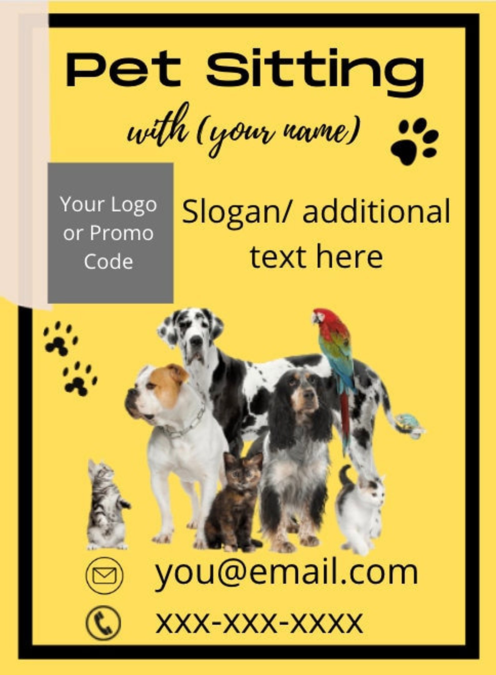 Personalized Pet Sitting Flyer Etsy