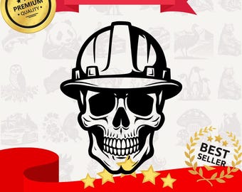 Classic Skull Hard Hat SVG - Construction Worker Silhouette