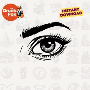 Realistic Human Eye SVG with Detailed Iris and Eyelashes for Cricut and Laser Engraving