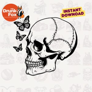Butterflies Emerging from Skull SVG - Nature Fusion Clipart for Cricut and Apparel