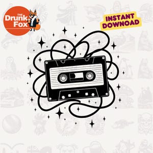 Cassette Tape with Ribbon SVG - 90s Nostalgia Music Graphic for Retro Shirts and Crafts