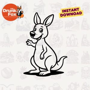 Cartoon Känguru Winken Hallo SVG - Freundliches australisches Tier für Kinder