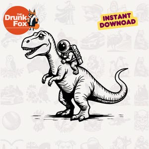 Astronaut with Dinosaur SVG | Space Explorer Clipart | Cosmic Digital Design | Galaxy Cut File for Boys Room Decor