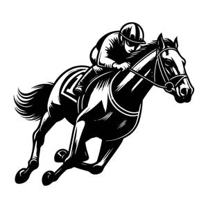 Horse Racing Sport SVG Black and White SVG Vector File for Laser Cutting 1