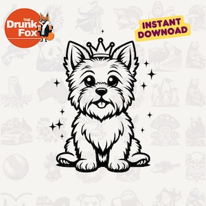 Royal Cartoon Yorkie SVG – Crowned Pup Clipart for Cute Dog Crafts