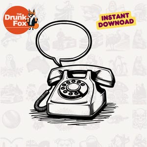 Teléfono de disco retro SVG: teléfono clásico con bocadillo de diálogo "Llámame"