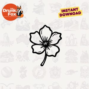 Minimalist Cherry Blossom SVG Clipart | Single Flower Line Art | Digital Vector Design