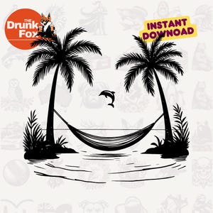 Rede Tropical SVG – Clipart de Palmeira, Golfinho e Oceano