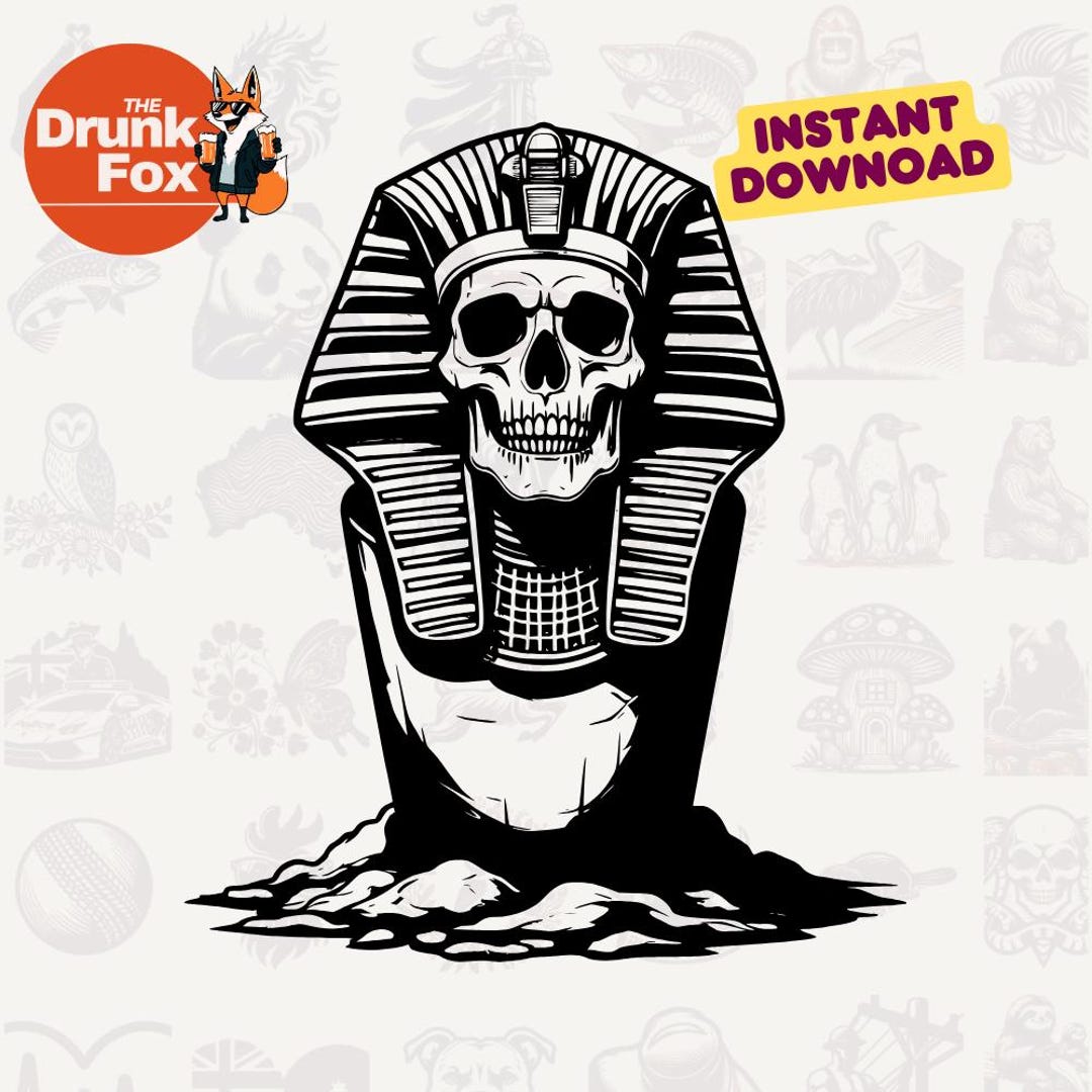 ゾンビファラオの頭蓋骨（石棺）SVG - レーザーカット用ホラーエジプトミイラデザイン - Etsy 日本, image size:1080x1080