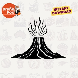Minimal Erupting Volcano SVG - Clean Lava Flow Vector Design