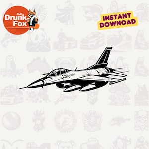 F-16 Fighter Jet SVG - Afterburner Silhouette Vector for Military Aviation Crafts
