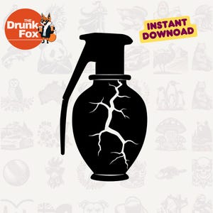 Vintage Grenade SVG with Cracked Silhouette Style