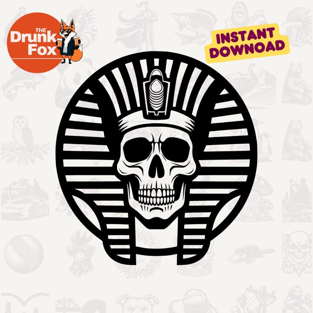Pharaoh Skull With Crown and Serpent SVG - Royal Undead Egyptian King ...