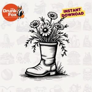 Bootbloemplanter SVG – oude westernlaars gebruikt als rustiek tuindecor