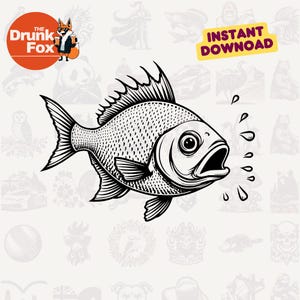 SVG-clipart Shocked Fish met wilde vinnen en ogen