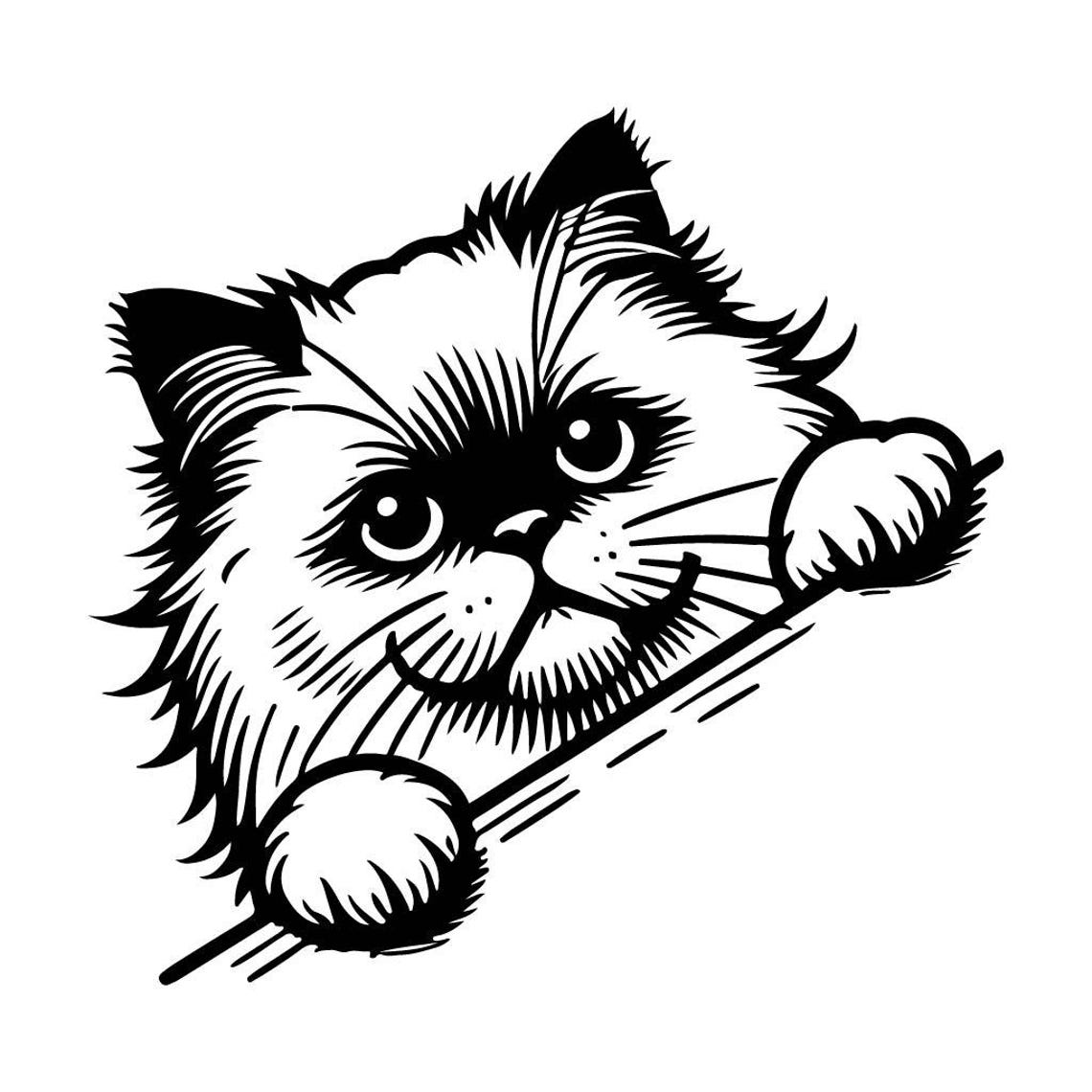 Peeking Himalayan Cat SVG 2 | Black & White Vector File for Laser ...