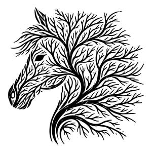 Wand Kunst SVG - Pferd SVG Schwarz & Weiß Vektor-Datei für das Laserschneiden, einzigartige Wohnkultur, Tier Liebhaber Geschenk, Sofort Download