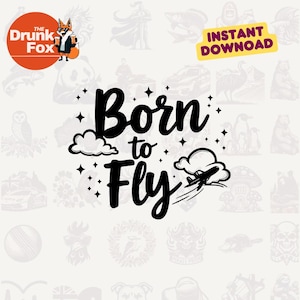 Nato per volare SVG - Frase motivazionale sul volo con nuvole clipart per bambini e adulti