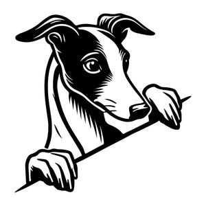 Spähen Whippet SVG - Schwarz & Weiß Vektor-Datei für Laserschneiden, Hunde Liebhaber Geschenk, Whippet Kunst, Cricut Design, Sofort Download