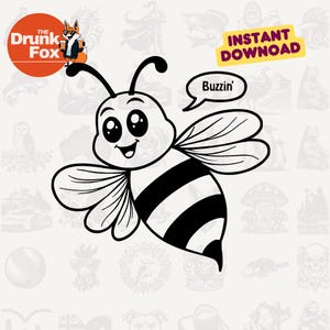 Buzzin' Around Bee SVG - Divertente fumetto di ape clipart
