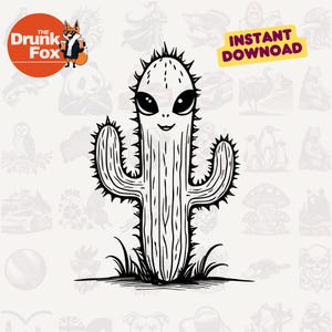 Alien Disguised as Cactus SVG | Funny Hidden Alien Clipart for Cricut Crafts, Sublimation, and SVG Designs