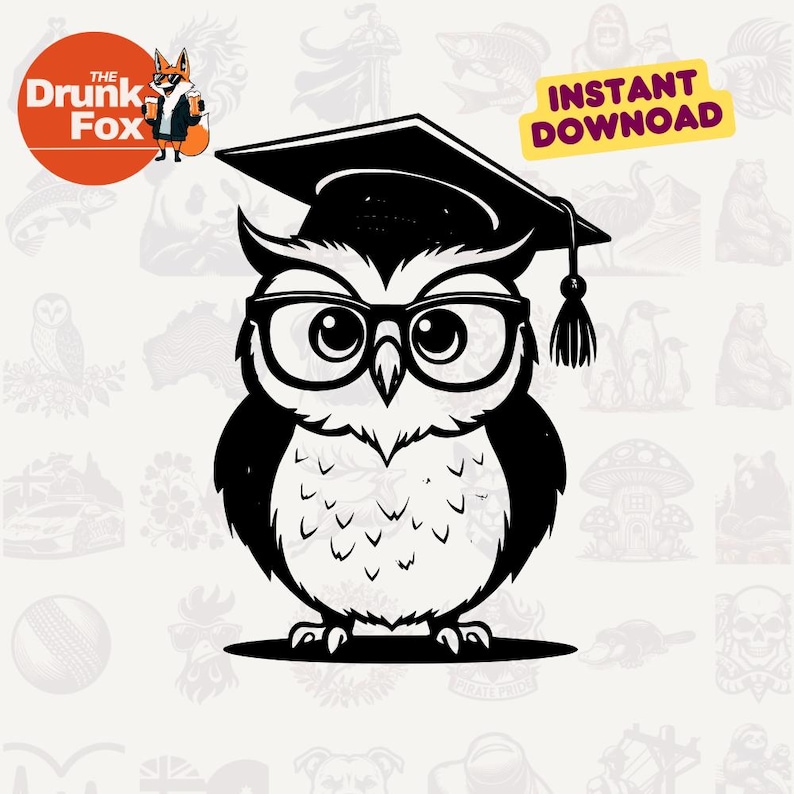 Búho de graduación SVG: Búho sabio con birrete y gafas para decorar una ...