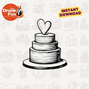 Clipart in formato SVG con fetta di torta a forma di cuore / Arte vettoriale per dessert da matrimonio / Download digitale per Cricut Silhouette Laser Cut