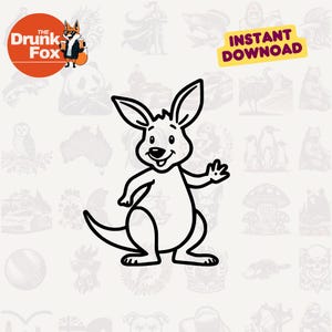 Dessin animé kangourou agitant bonjour SVG - sympathique animal australien pour les enfants