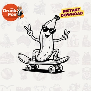 Cool banane skateboard SVG – SVG de fruits drôle de bande dessinée pour les t-shirts d'été