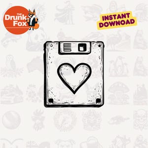 Floppy Disk SVG – Retro Save Icon with Heart for Geeks