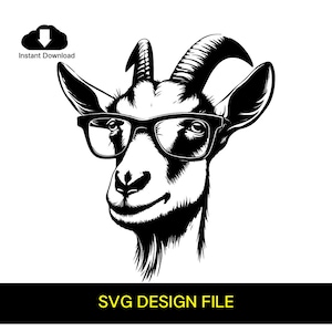 SVG Funny Goat with Glasses Vector | Cute Goat Design for Cricut | DIY Crafting & Decor SVG File