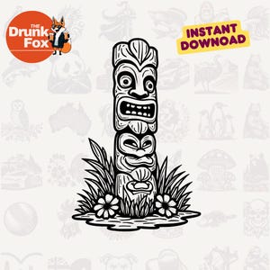 Tiki Totem Pole with Flowers SVG – Fun Tropical Sign Design for Cricut Projects