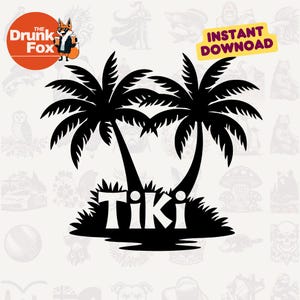 Retro Tiki Bar Sign SVG with Palm Trees – Summer Party Decor Digital Cut File