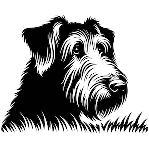 Peeking Irish Wolfhound Dog SVG Black and White SVG Vector File  for Laser Cutting 1