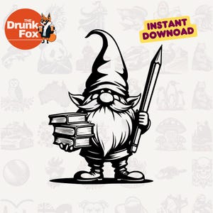 Back to School Gnome SVG – Teacher Gnome with Pencil SVG for Classroom and School Decor