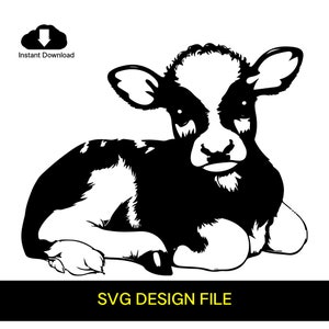 Kalf SVG, koe Junior lasersnijden, schattig kalf SVG knippen - SVG vectorbestand voor lasersnijden