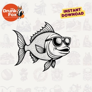 Coole zonnebril vis SVG-clipart met grote grijns