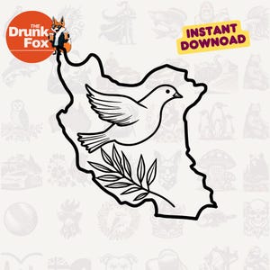 Peace Dove Over Iran SVG - Anti-War Design with Olive Branch and Iran Map for Protest Gear