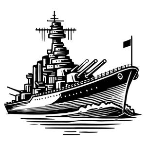 File vettoriale SVG per carro da battaglia della nave da guerra della nave da battaglia per il taglio laser 2