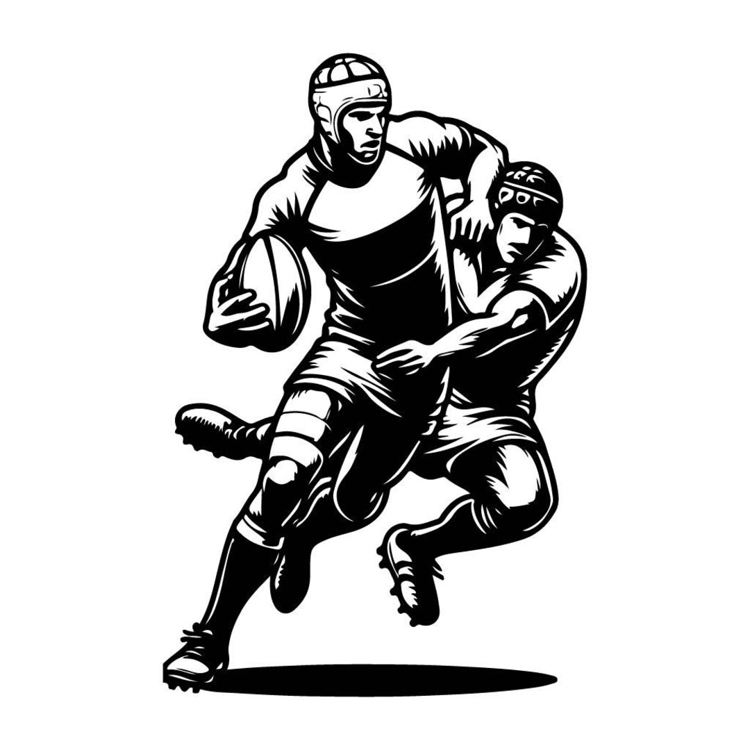Watercolour Rugby Svg Rugby Player Sports SVG Black and White SVG Vector File for Laser ...