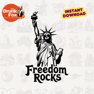 Freedom Rocks SVG – Estátua da Liberdade com Óculos, Orgulho dos EUA SVG