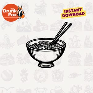 Tigela de macarrão Pho com hashis SVG - Design de comida vietnamita para artesanato de cozinha