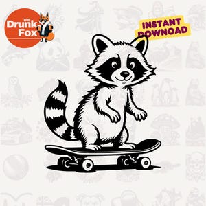 Rolling Through the Rubbish SVG – Skateboarding Raccoon SVG Design