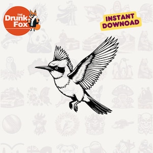 Kookaburra em voo SVG – Design elegante de clipart vetorial de pássaro voador