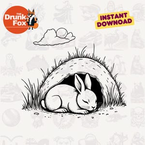 Peter Rabbit Asleep in Burrow SVG Clipart | Beatrix Potter Vector Art | Digital Download for Cricut Silhouette Laser Cut
