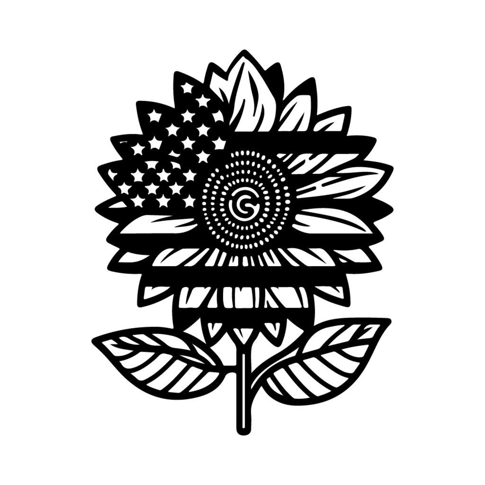 American Sunflower SVG Background Black and White SVG Vector File for