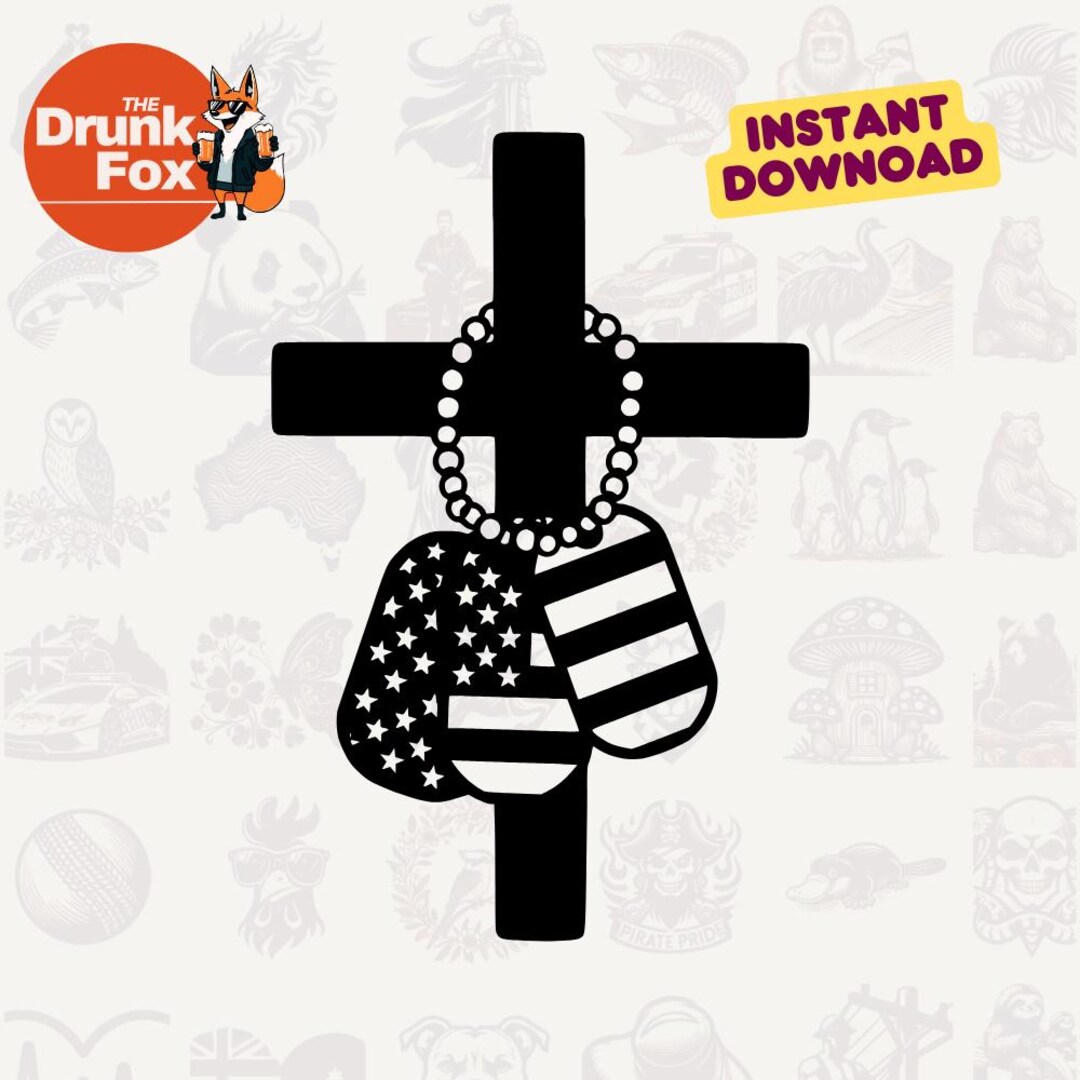 Dog Tags Hanging on American Flag Masked Cross SVG - Etsy